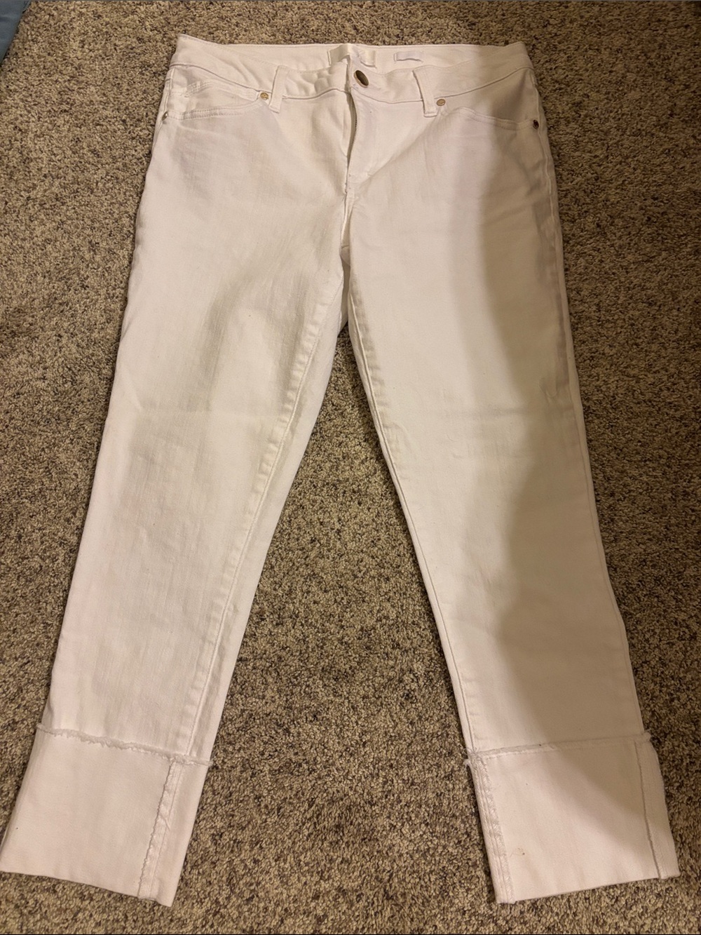 1822 Denim White Crop Straight Ankle Jeans